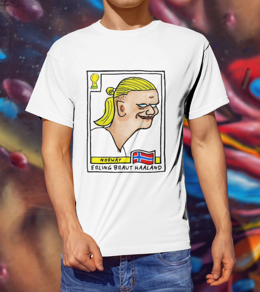 Norway Erling Braut Haaland Caricature Football Trading Card T-Shirt