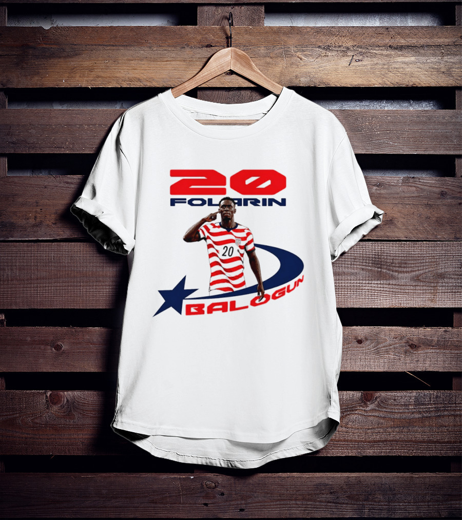 Folarin Balogun 20 Striped United States Soccer Team Star T-Shirt
