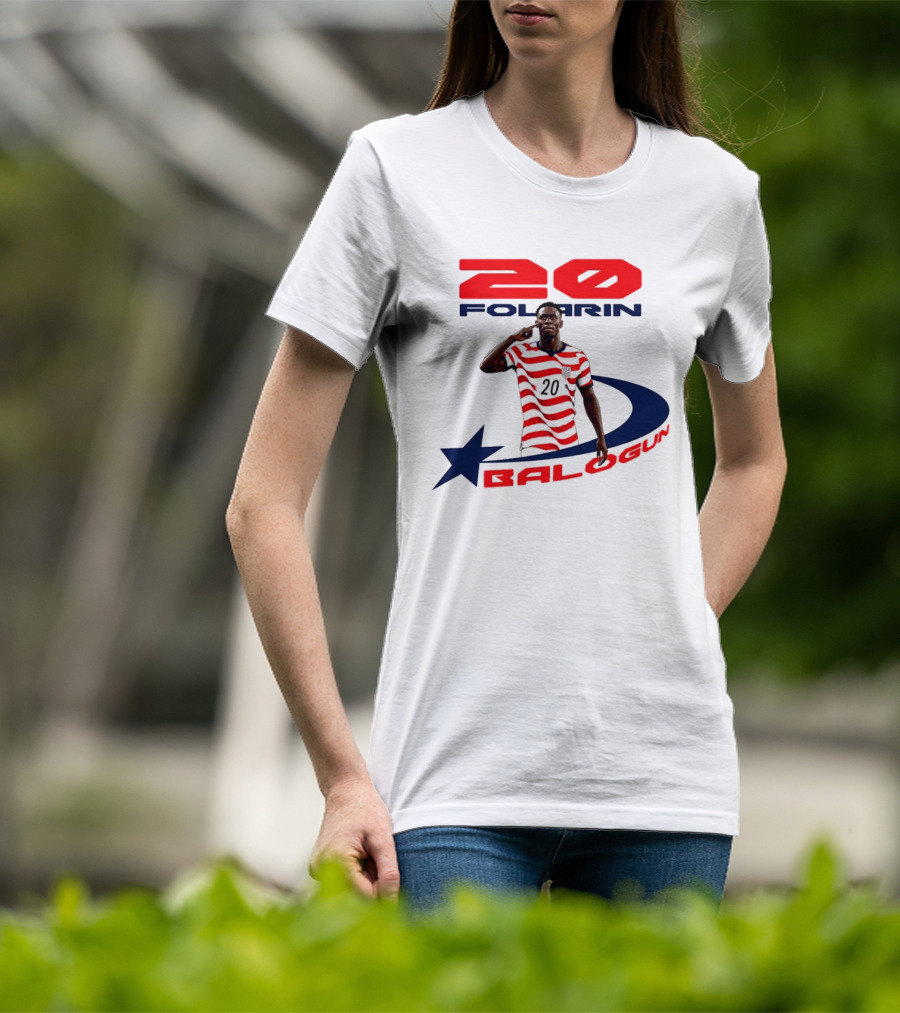 Folarin Balogun 20 Striped United States Soccer Team Star T-Shirt