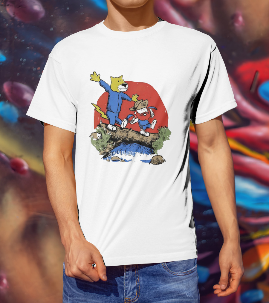 Denver Nuggets Rocky Mountain Lion Cartoon Adventure With Basketball T-Shirt