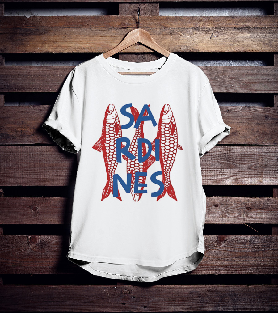 Sardines Red Fish Blue Letters Three Fish T-Shirt