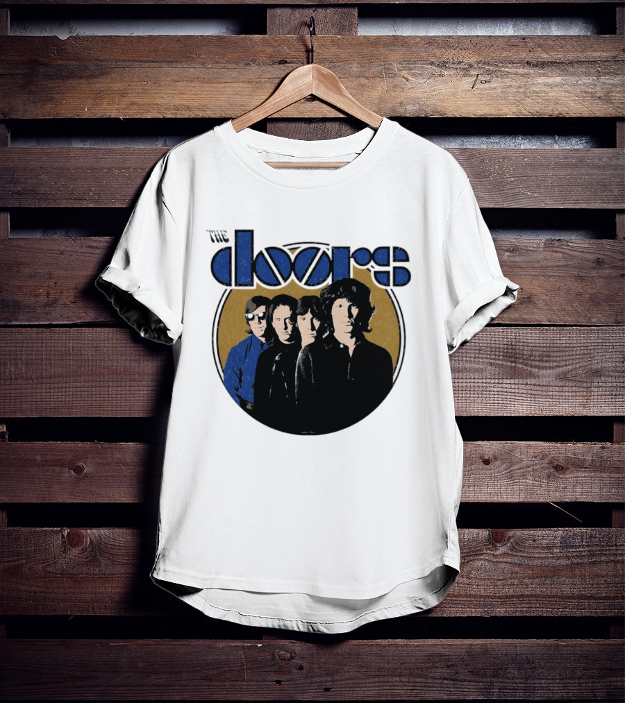 The Doors Faces Band Members Iconic Gold Circle T-Shirt