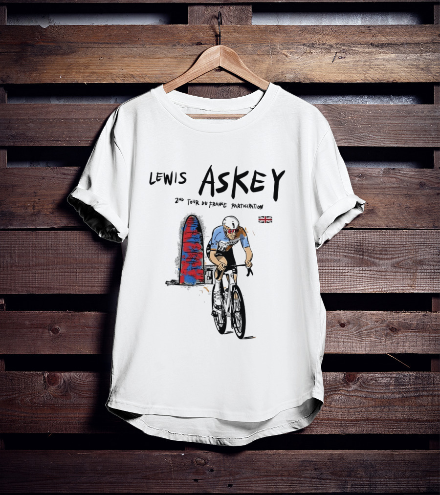 Lewis Askey 2nd Tour De France Participation Groupama FDJ Sky Blue Cyclist T-Shirt