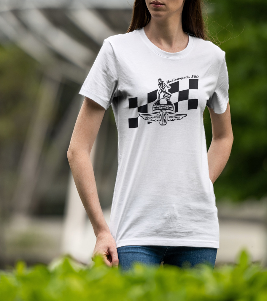 Indianapolis 500 Winged Wheel Checkered Flag T-Shirt