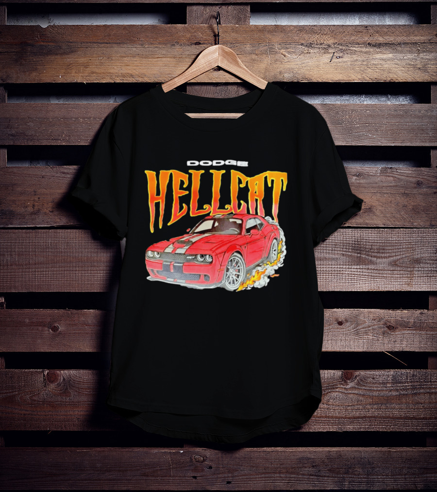 Dodge Hellcat Car Flames Drifting T-Shirt