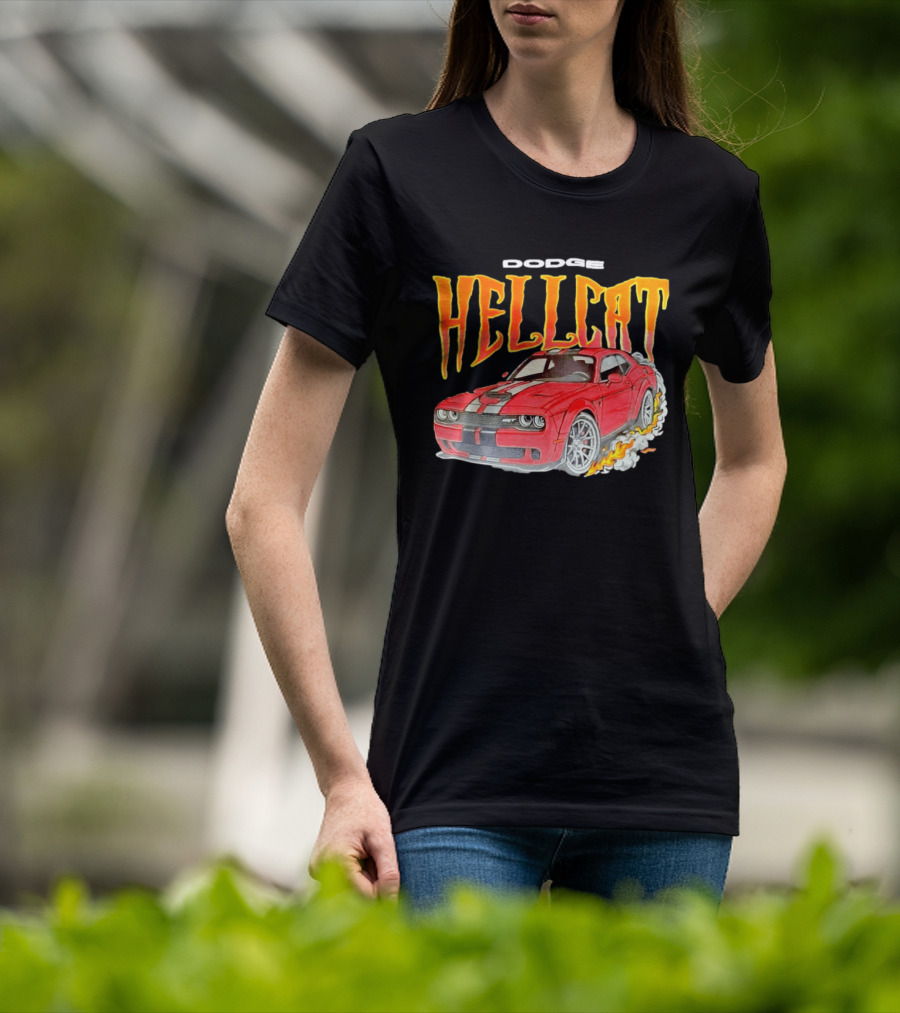 Dodge Hellcat Car Flames Drifting T-Shirt