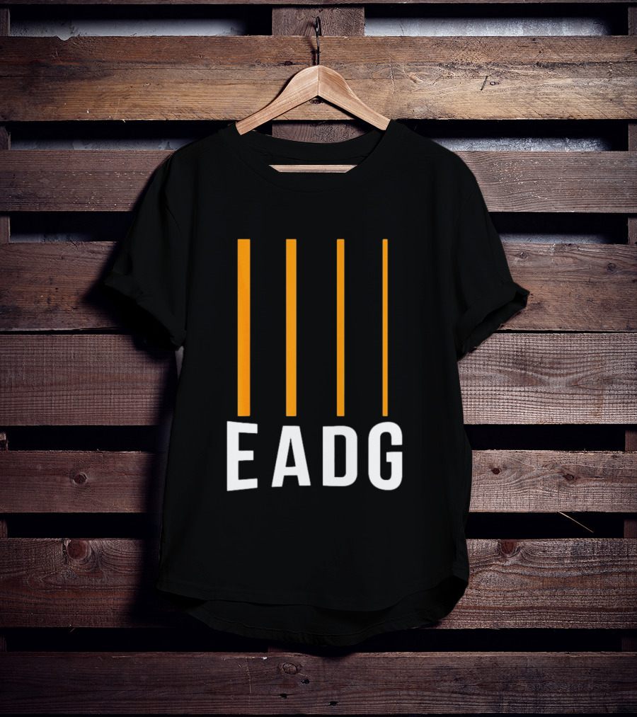 EADG Bass Guitar Four Strings Musician Vertical Lines T-Shirt