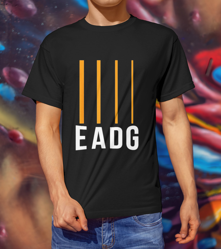 EADG Bass Guitar Four Strings Musician Vertical Lines T-Shirt