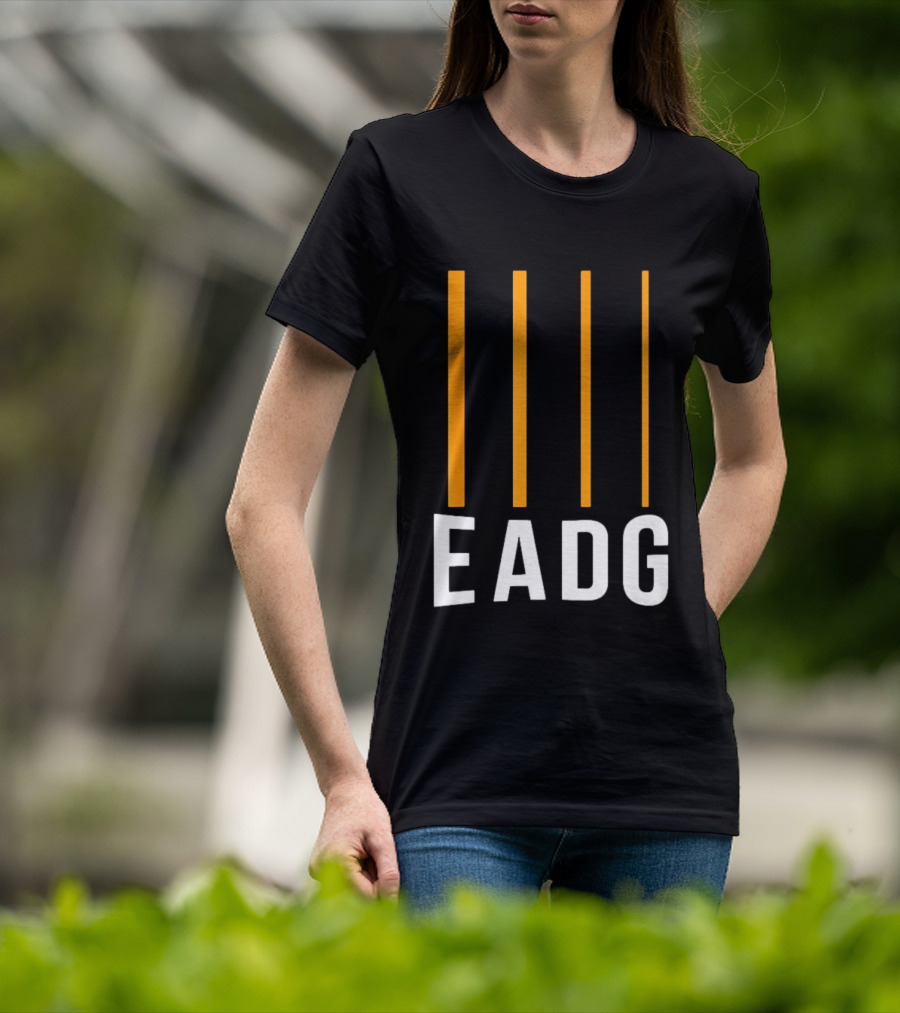 EADG Bass Guitar Four Strings Musician Vertical Lines T-Shirt
