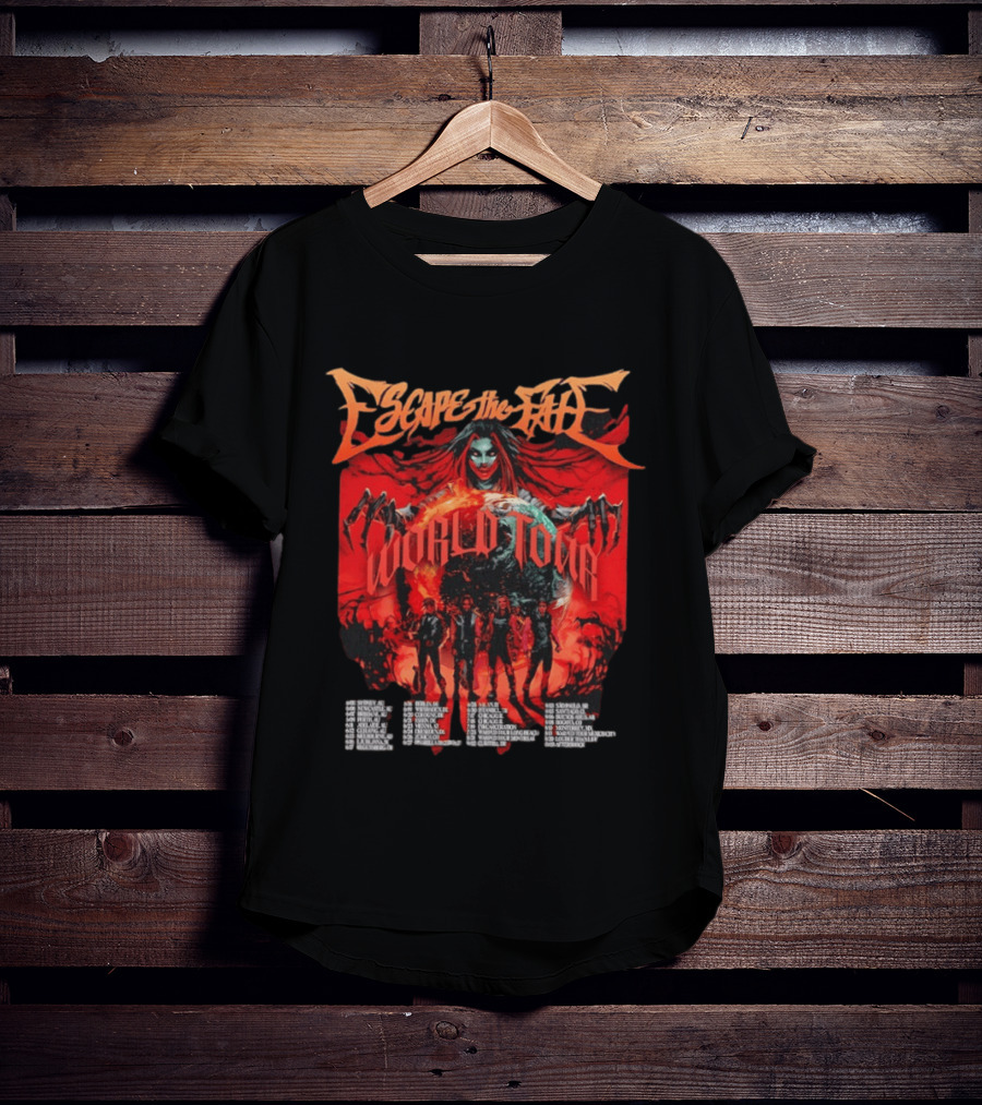 Escape The Fate World Tour Metalcore Post Hardcore Red Gothic T-Shirt