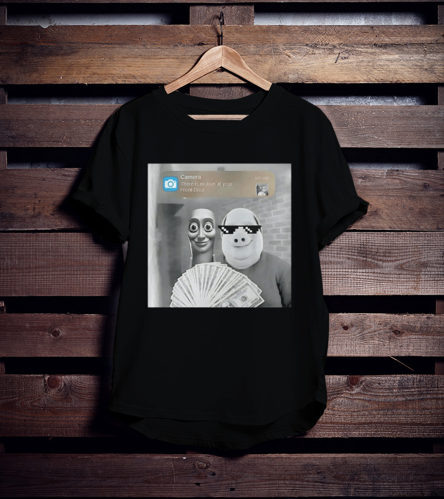 Camera There Is Motion At Your Front Door Meme Pig Mask And Funny Faceувель� T-Shirt
