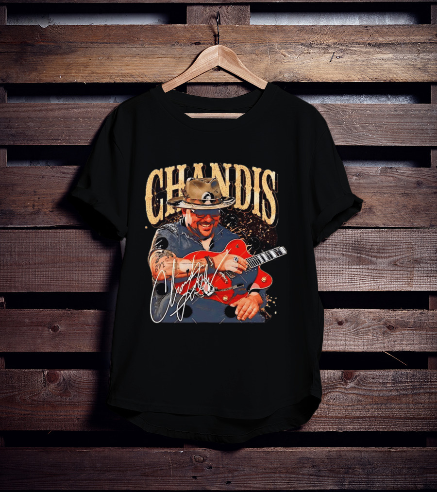 Chandis Guitarist Smiling With Red Guitar And Hat T-Shirt