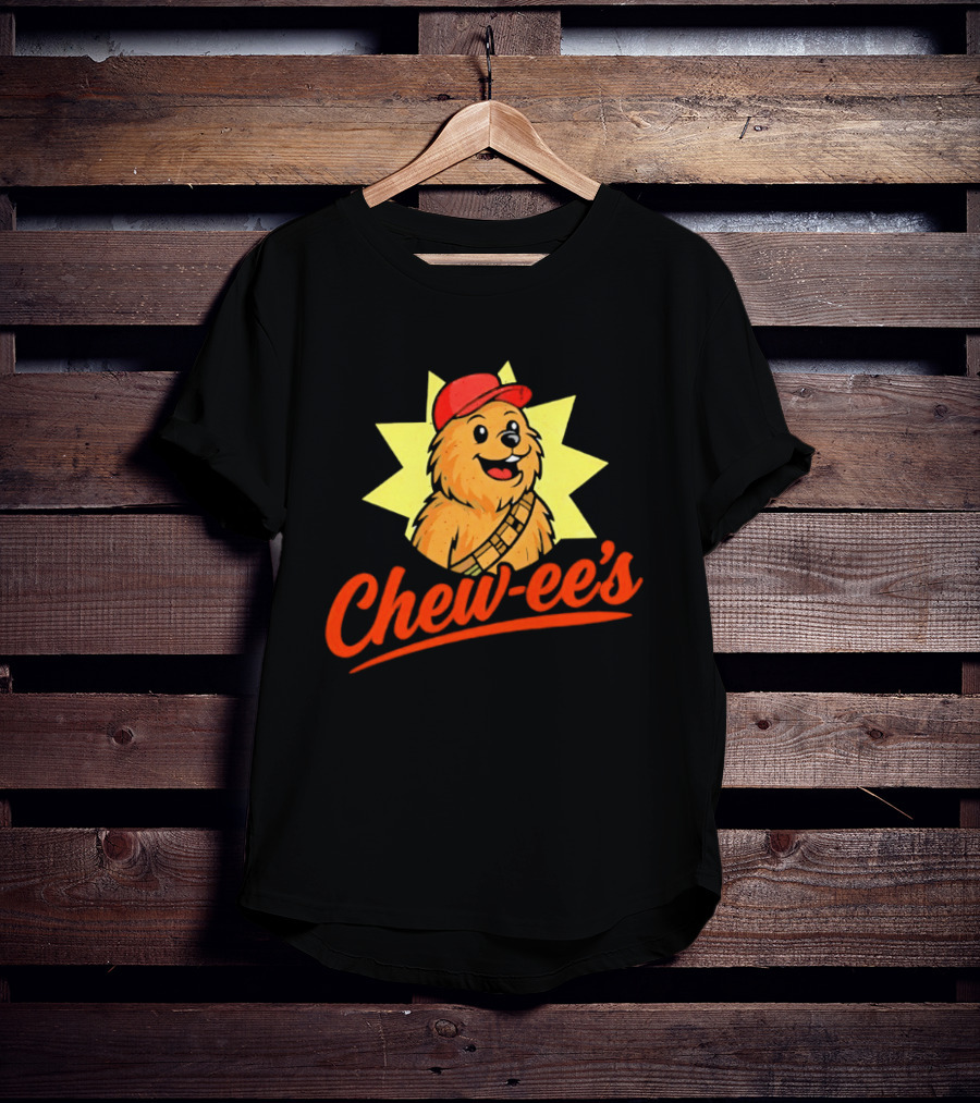 Chewbacca Chew Ee's Star Wars Snack Brand Cartoon Character With Red Hat T-Shirt