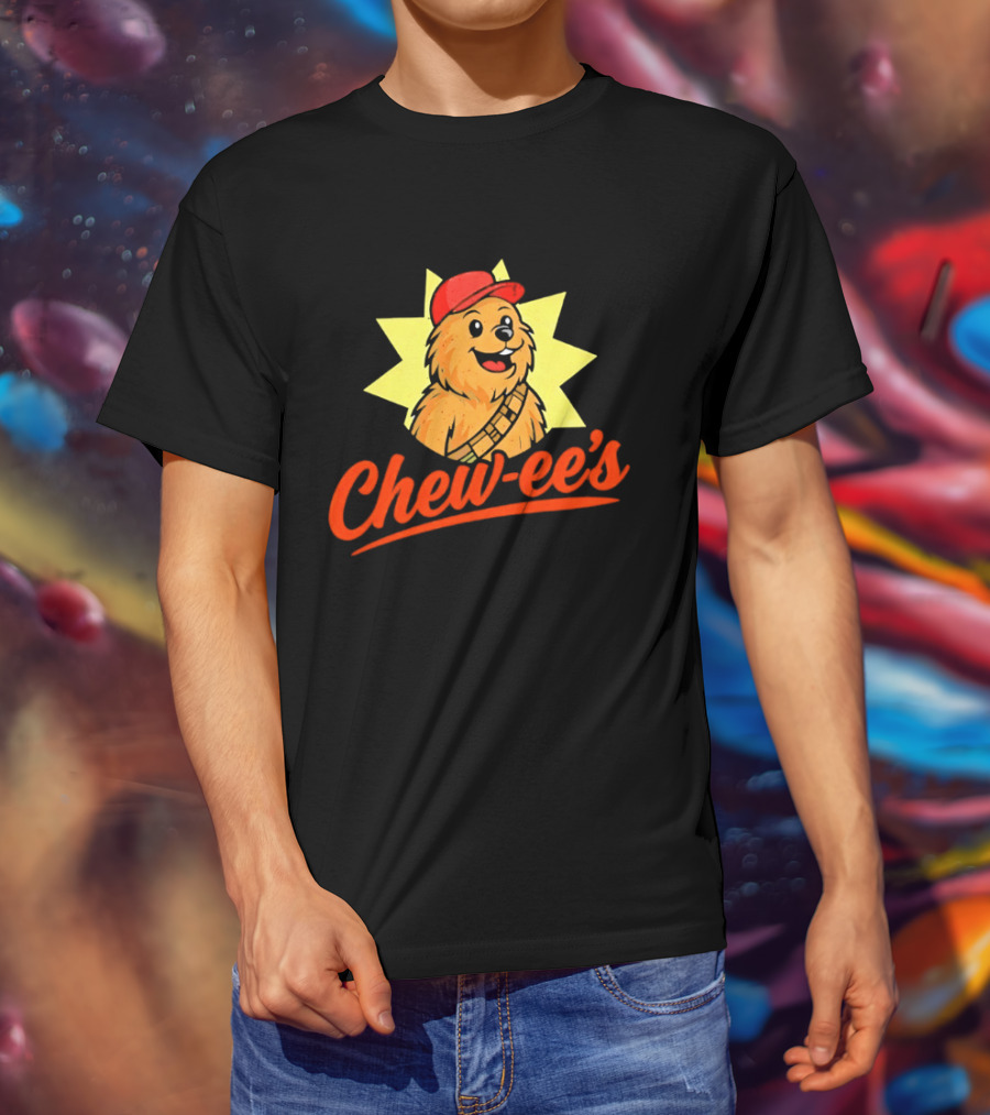 Chewbacca Chew Ee's Star Wars Snack Brand Cartoon Character With Red Hat T-Shirt