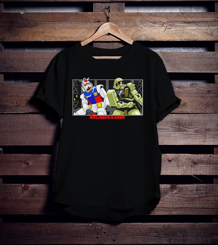 Gundaamn Gundam Zaku II Anime Mecha Sunrise Battle Scene T-Shirt