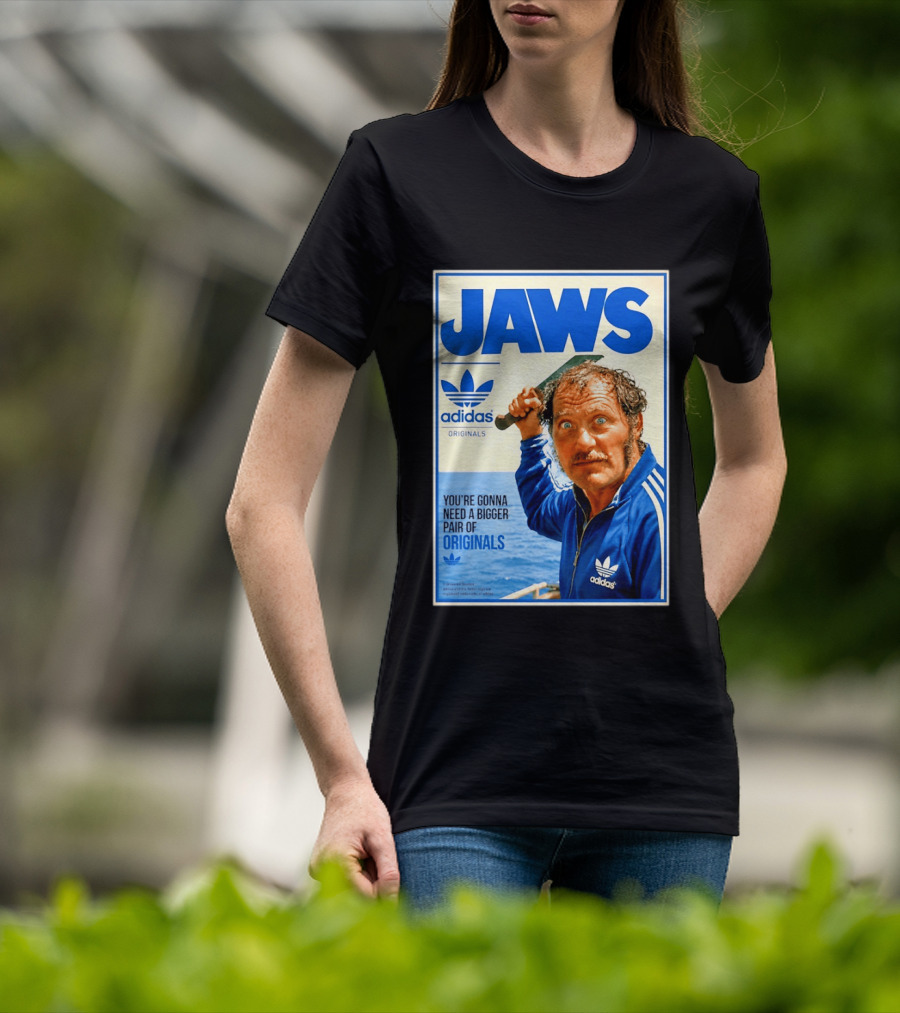 Jaws Adidas Originals You're Gonna Need A Bigger Pair Quint Machete T-Shirt
