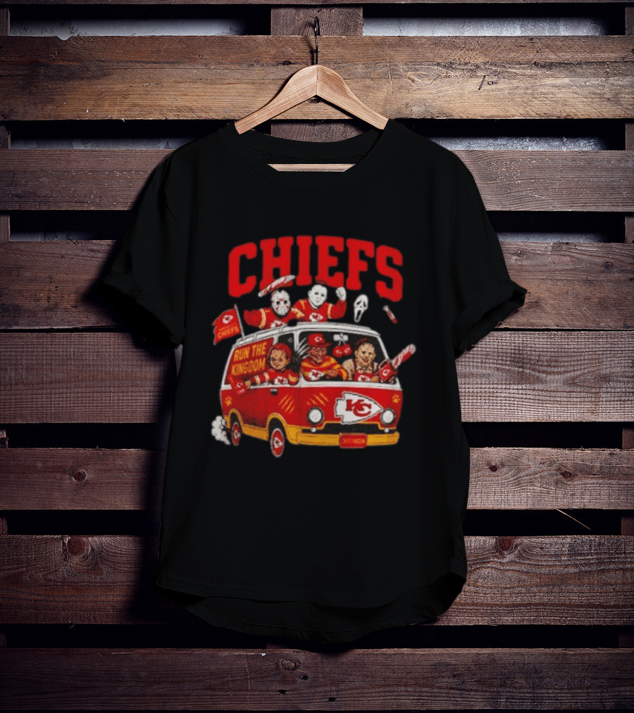 Kansas City Chiefs Horror Icons Run The Kingdom Van Adventure T-Shirt