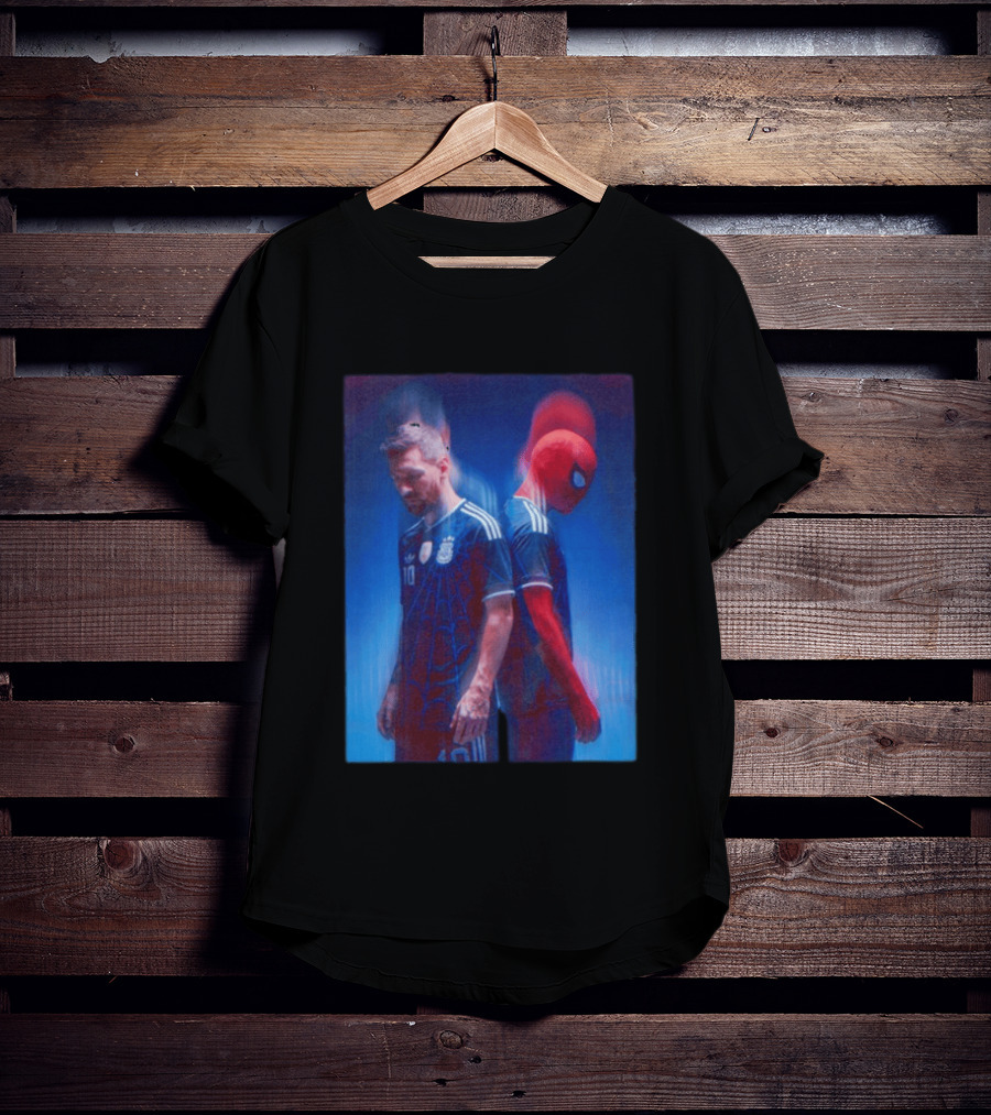 Lionel Messi Spider Man Argentina AFA Jersey Dual Image T-Shirt