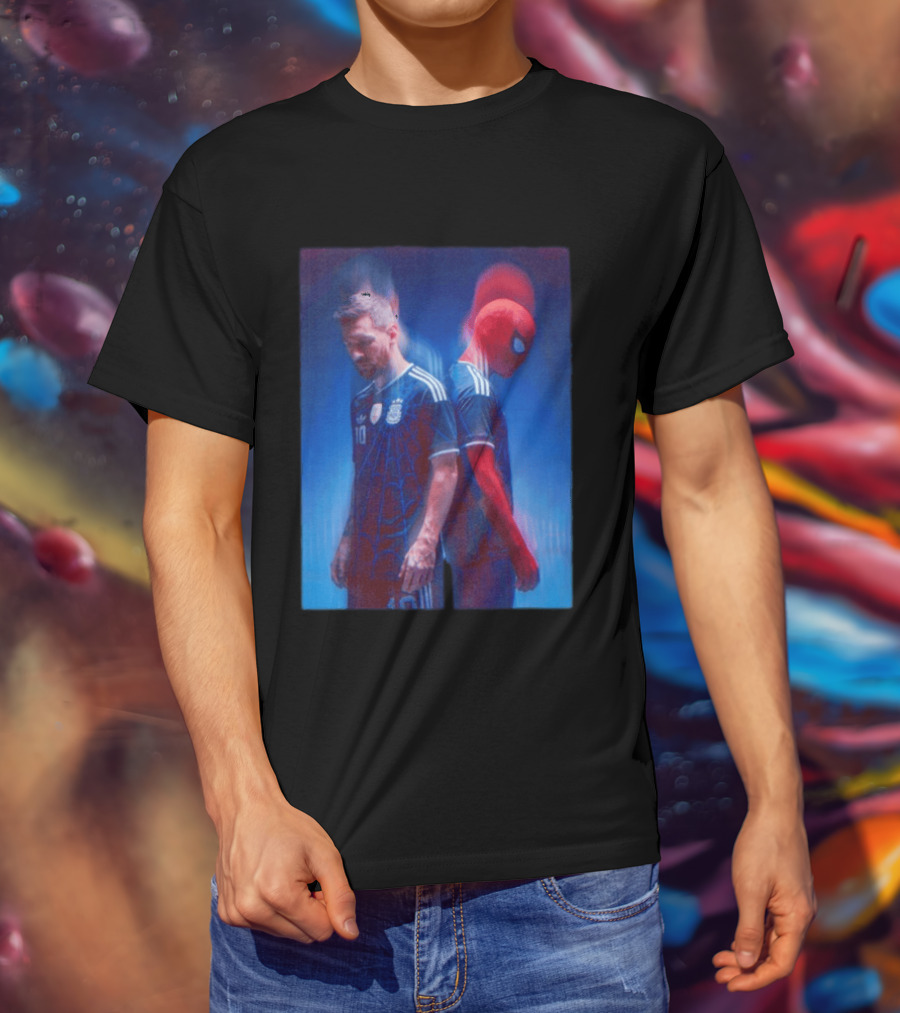 Lionel Messi Spider Man Argentina AFA Jersey Dual Image T-Shirt