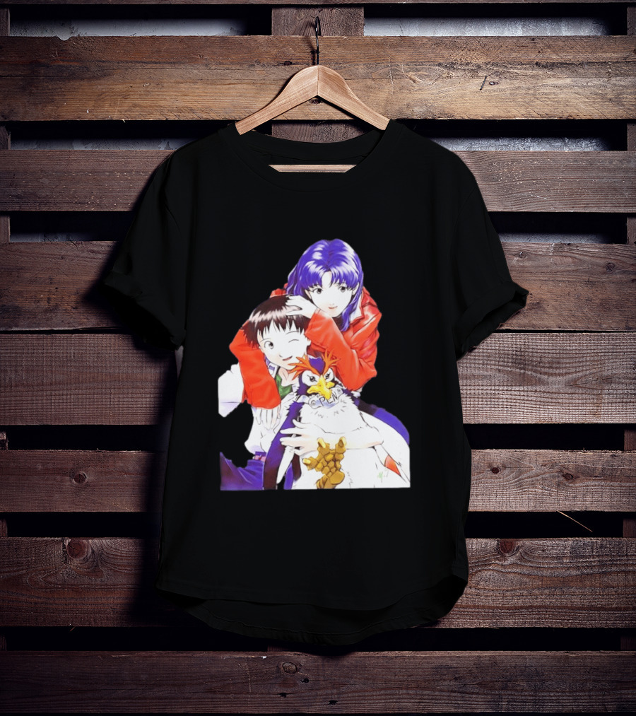 Shinji Ikari Misato Katsuragi Pen Pen Neon Genesis Evangelion Anime Characters T-Shirt