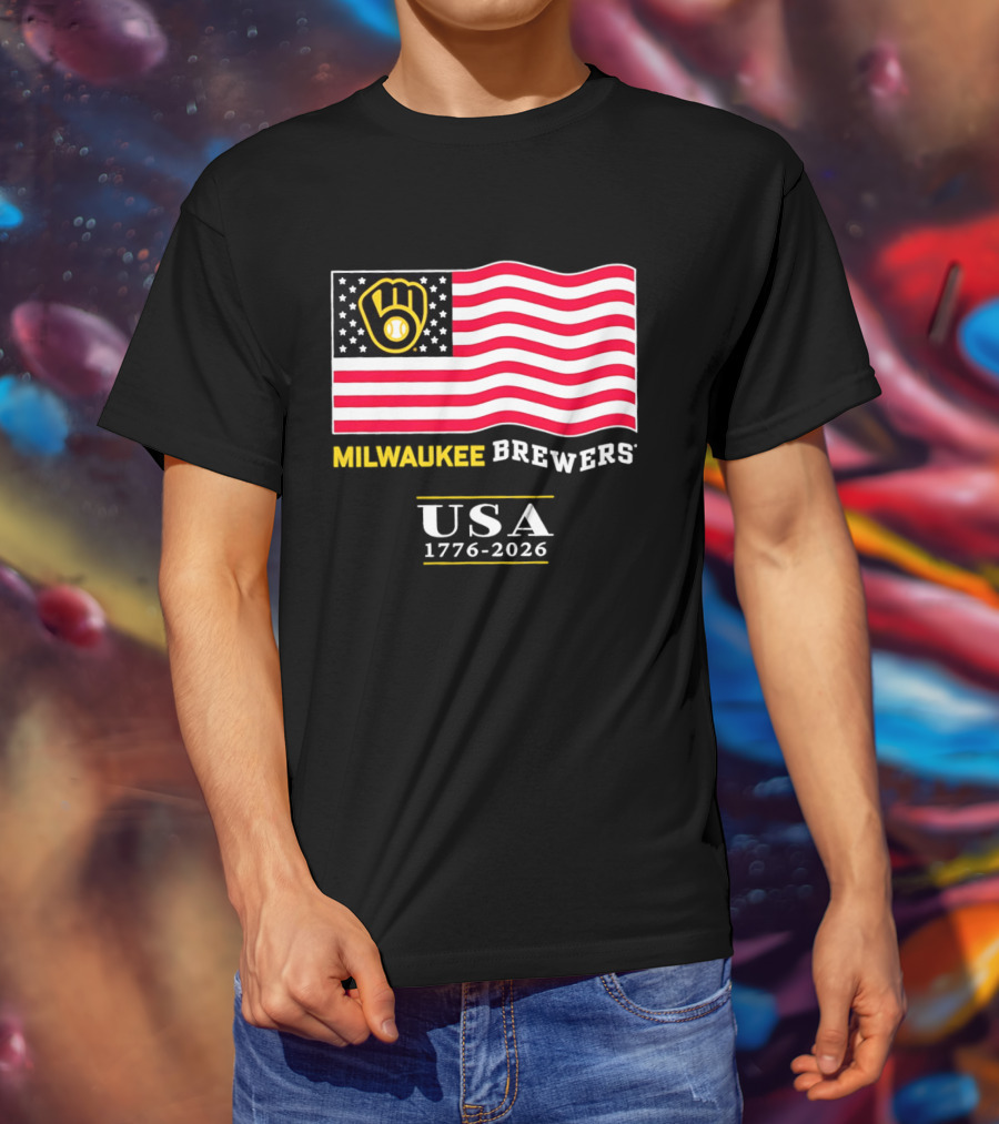 Milwaukee Brewers USA 1776 2026 American Flag Baseball Team T-Shirt