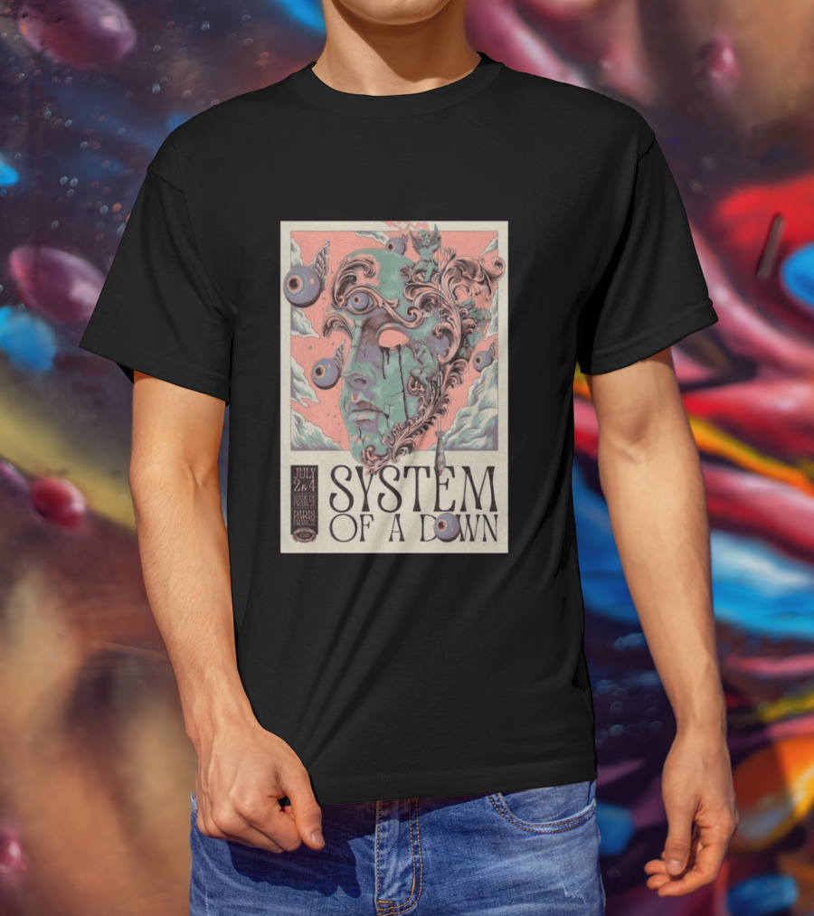 System Of A Down July 2 4 2026 Stade De France Paris Surreal T-Shirt