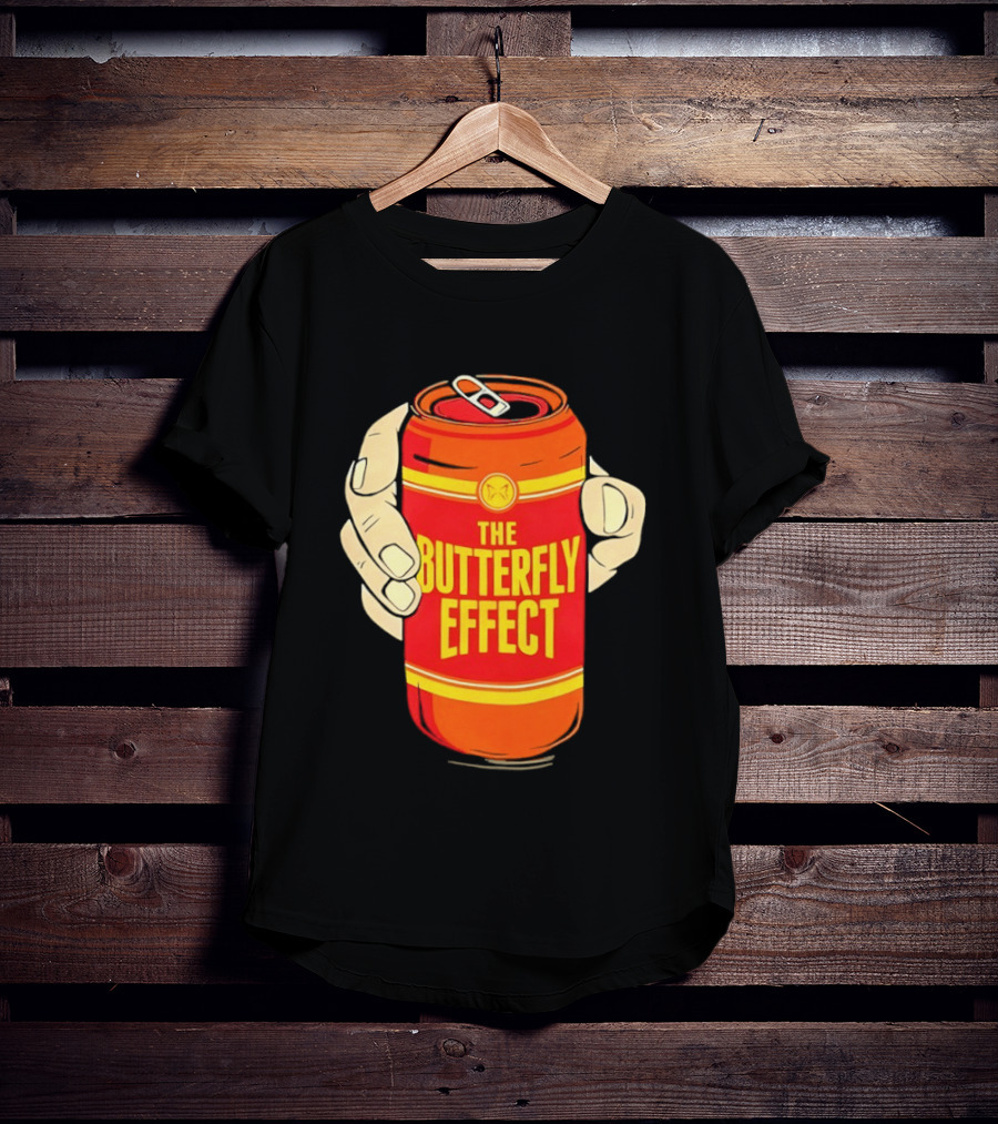 The Butterfly Effect Soda Can Vibrant Red Yellow Pop T-Shirt