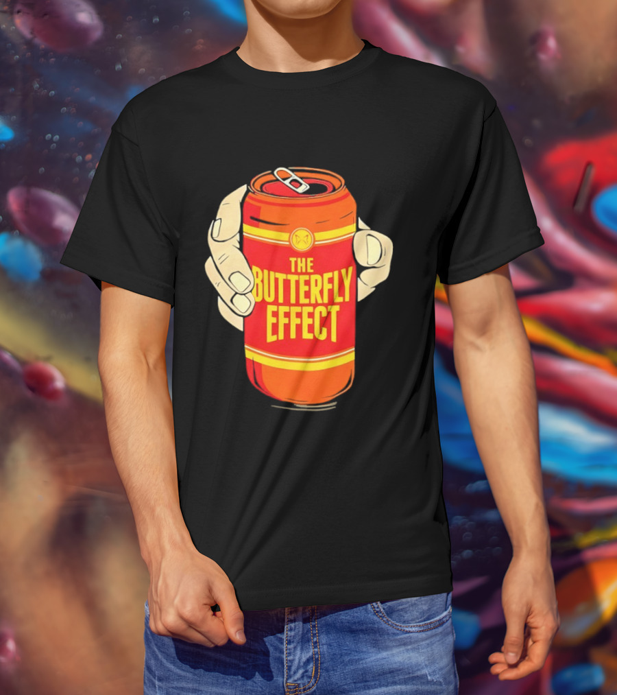 The Butterfly Effect Soda Can Vibrant Red Yellow Pop T-Shirt