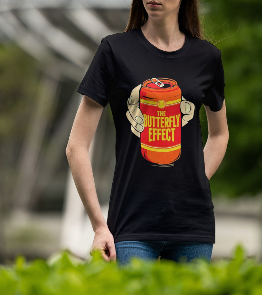 The Butterfly Effect Soda Can Vibrant Red Yellow Pop T-Shirt
