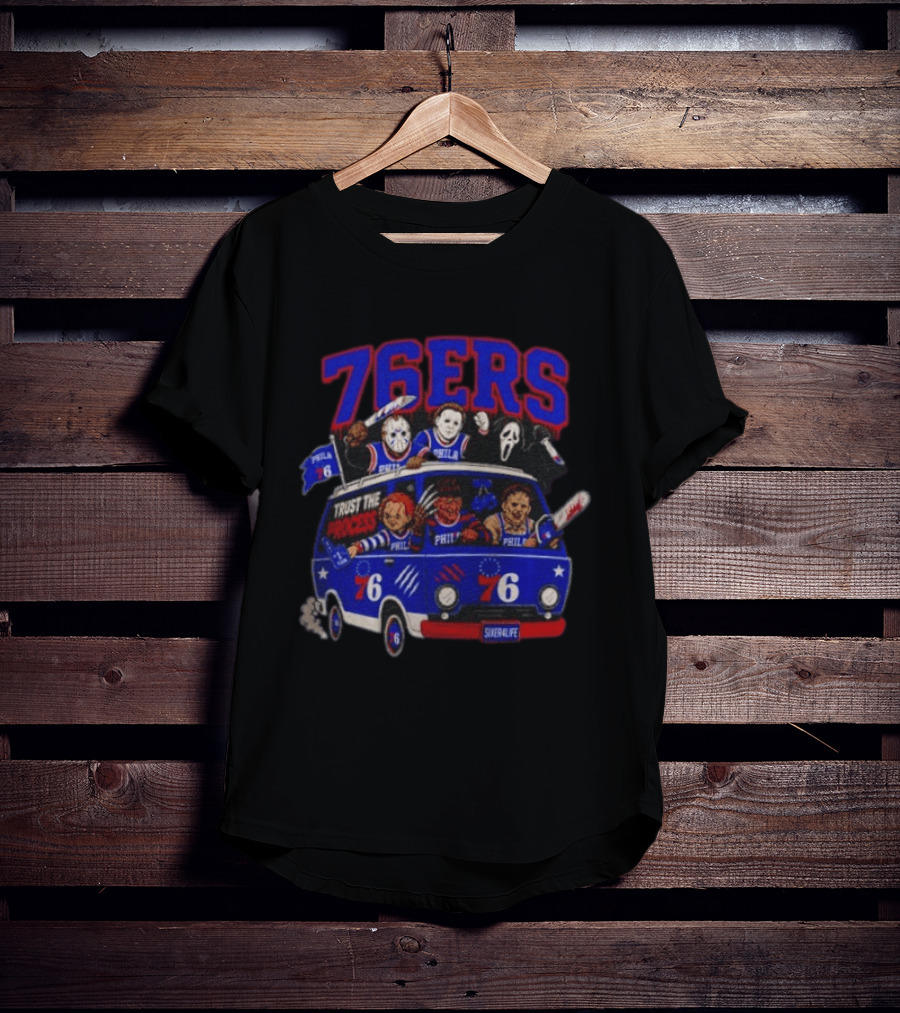 Philadelphia 76ers Trust The Process Horror Movie Characters Van T-Shirt