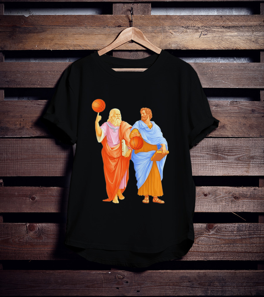 Plato Spinning Basketball Aristotle Playing Basketball In Ancient Greek Philosophy Duel T-Shirt