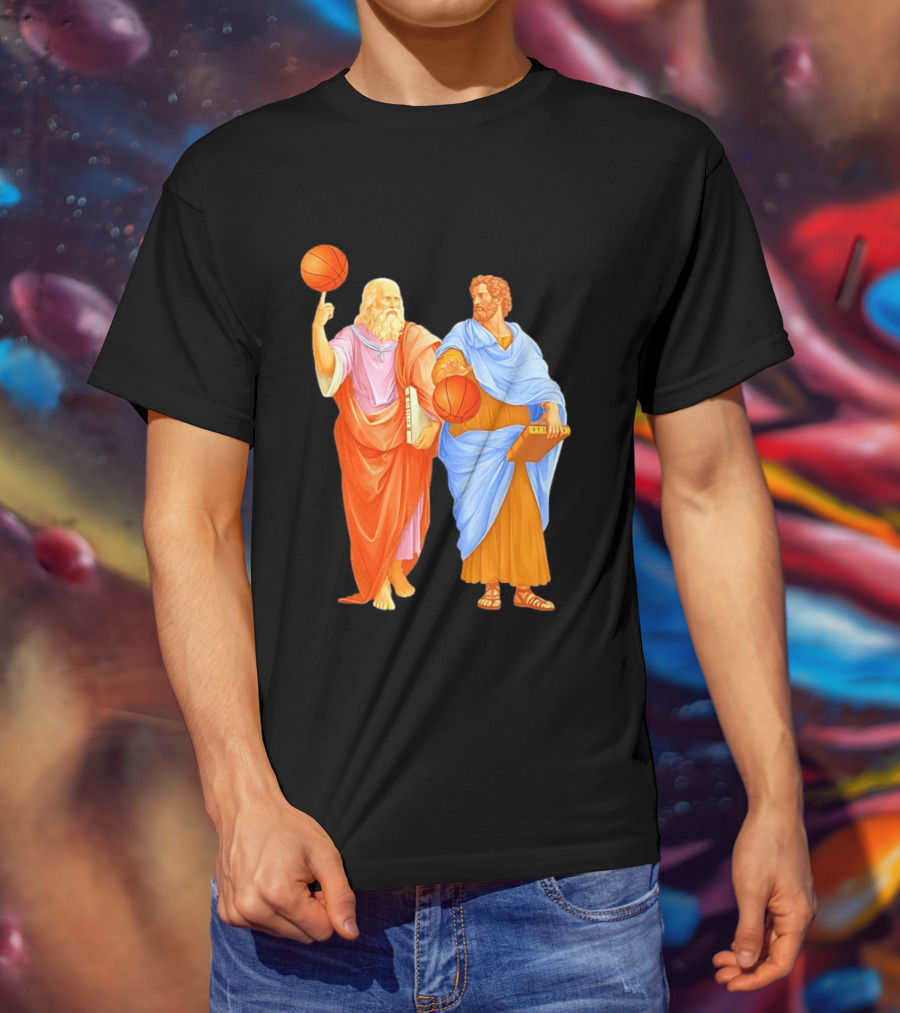 Plato Spinning Basketball Aristotle Playing Basketball In Ancient Greek Philosophy Duel T-Shirt