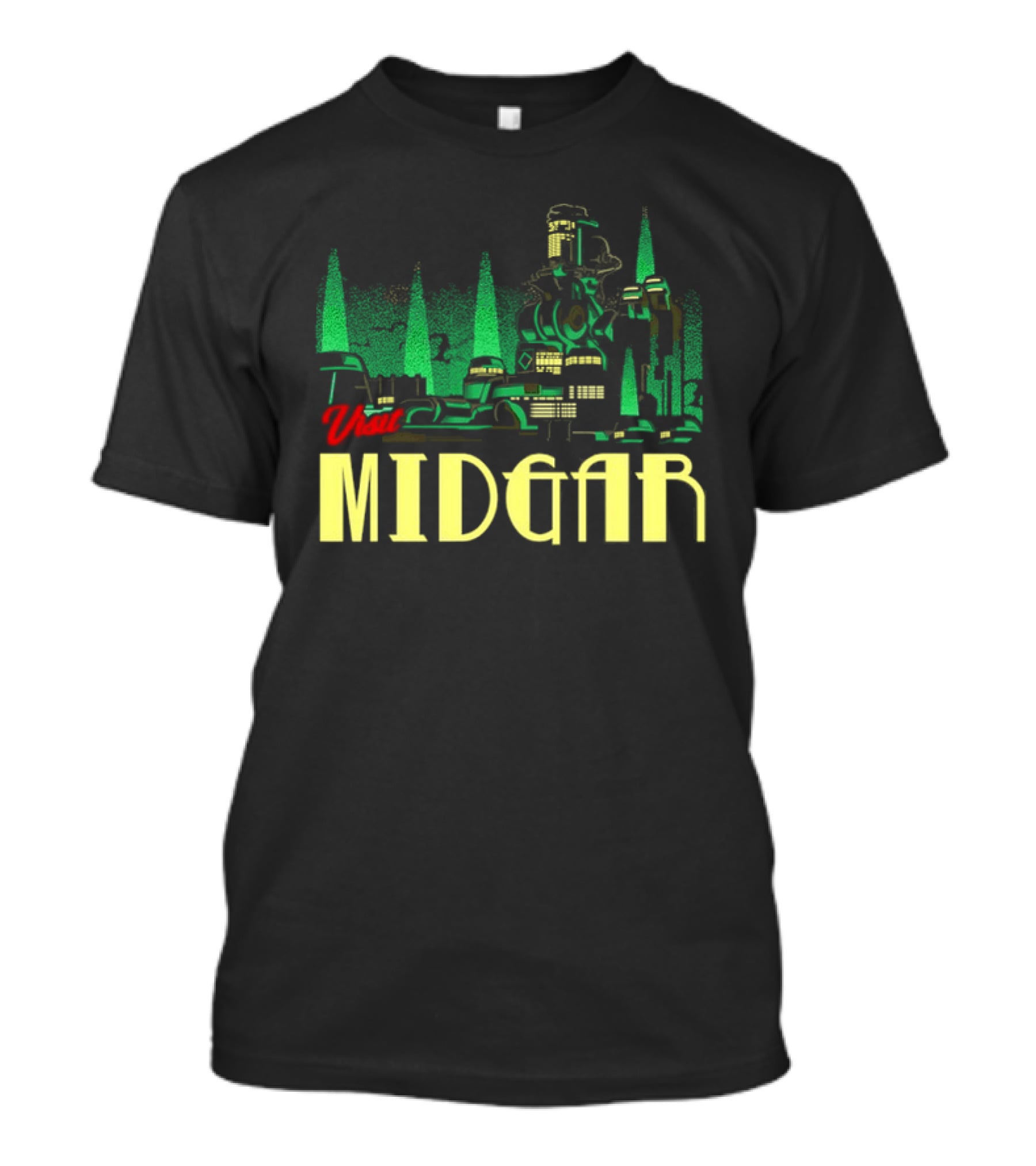 Visit Midgar Final Fantasy VII Cloud Strife Iconic Cityscape T-Shirt