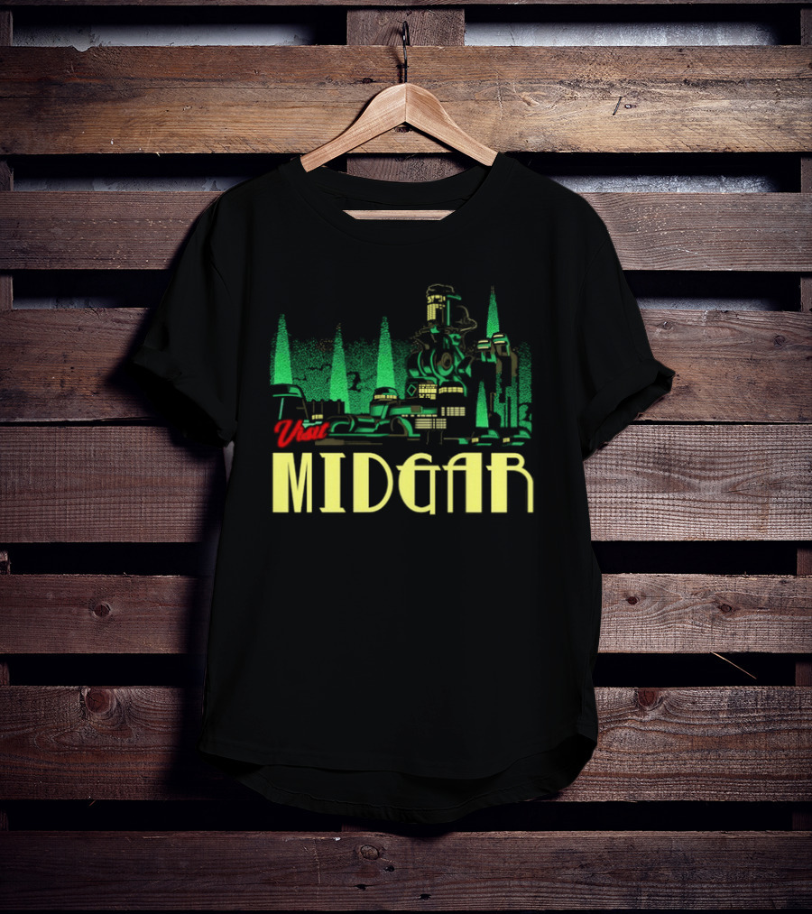 Visit Midgar Final Fantasy VII Cloud Strife Iconic Cityscape T-Shirt
