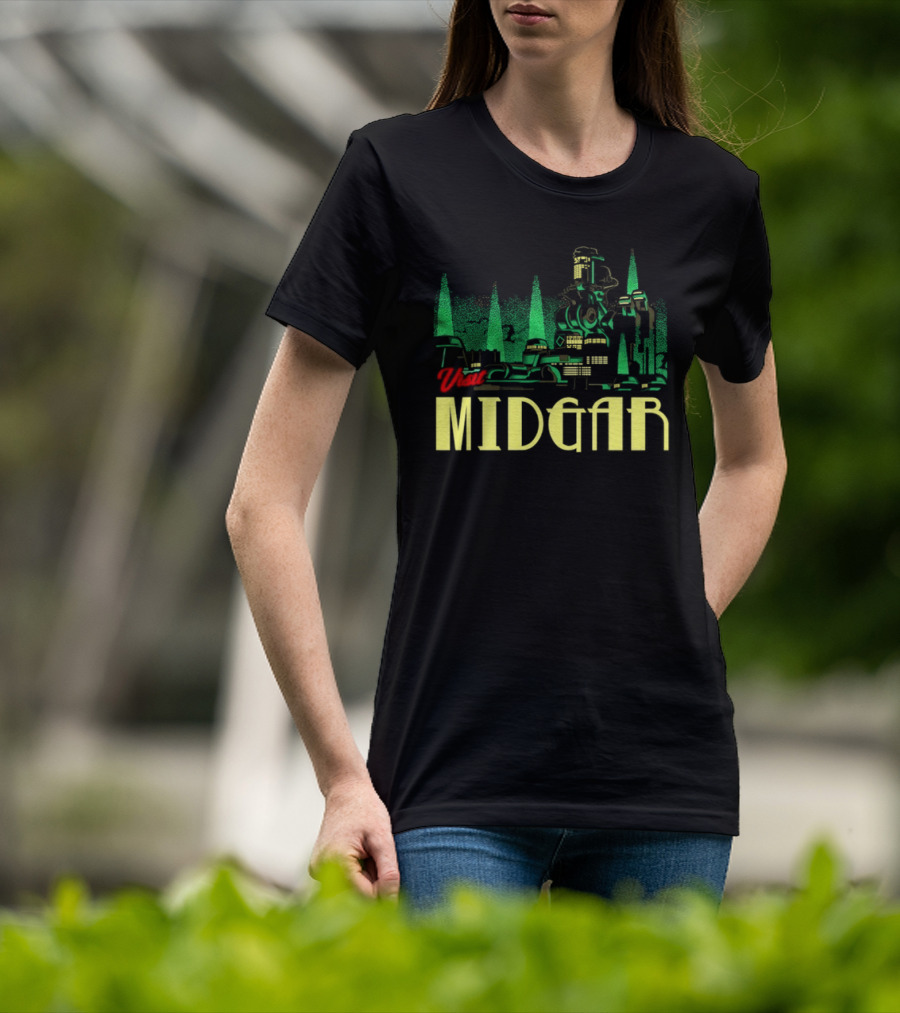 Visit Midgar Final Fantasy VII Cloud Strife Iconic Cityscape T-Shirt