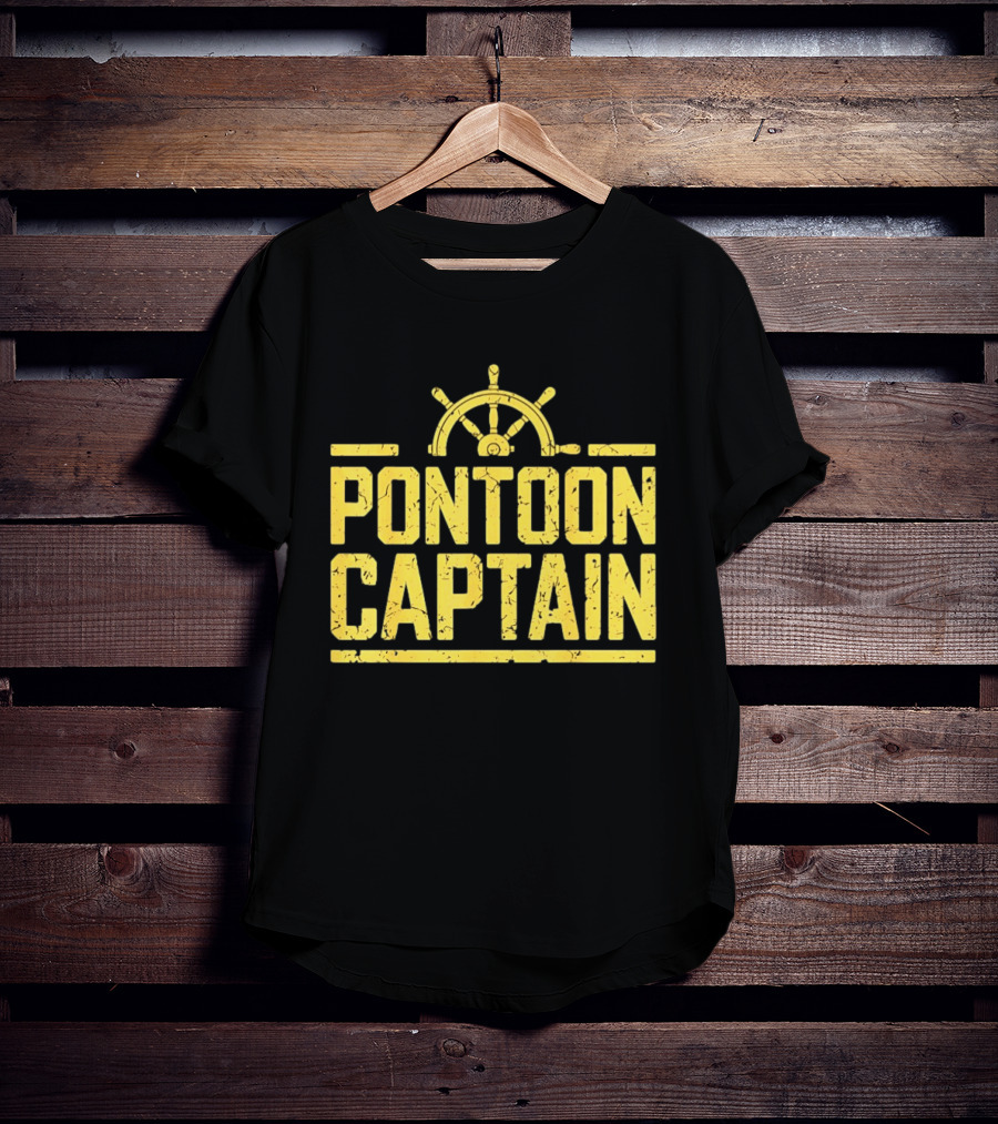 Pontoon Captain Ship Wheel Nautical Boating Adventure T-Shirt