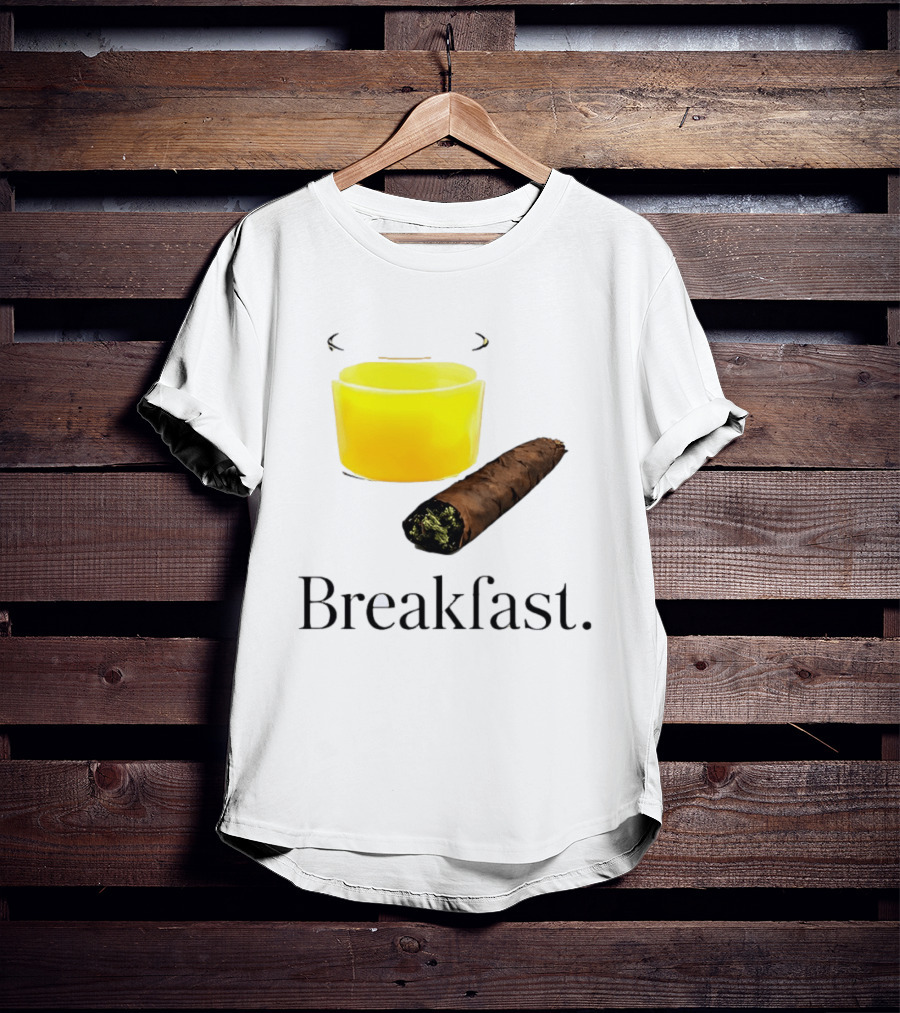 Breakfast Juice And Blunt Retro Humor With Glass And Cigar T-Shirt