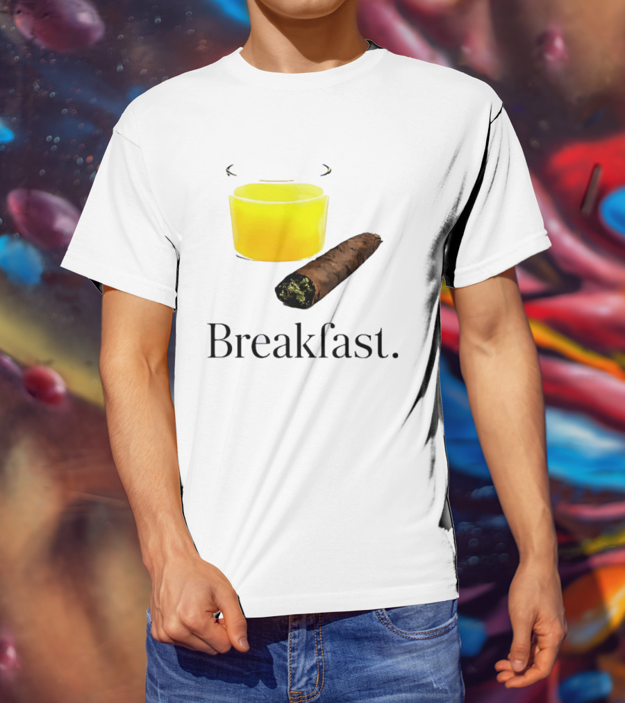 Breakfast Juice And Blunt Retro Humor With Glass And Cigar T-Shirt