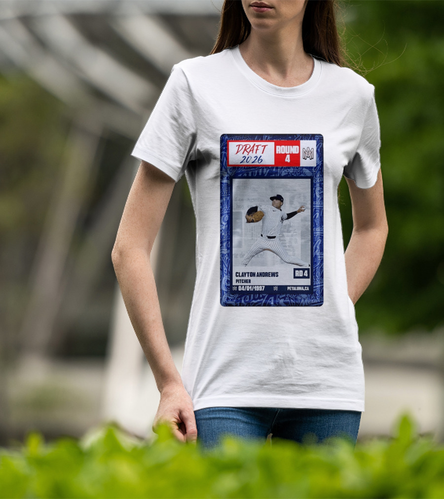 New York Yankees Clayton Andrews MLB Draft 2026 Round 4 Pitcher Trading Card T-Shirt