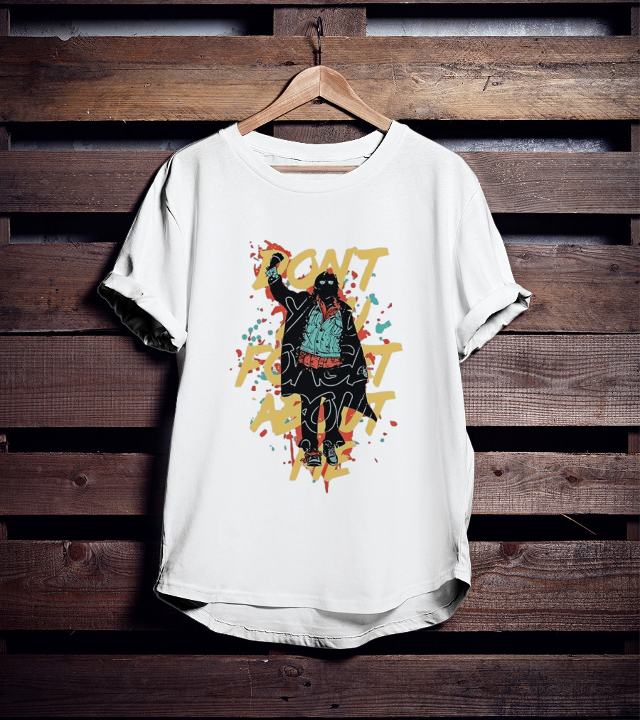 Don't Forget About Me Masked Figure Neon Paint Splatter T-Shirt