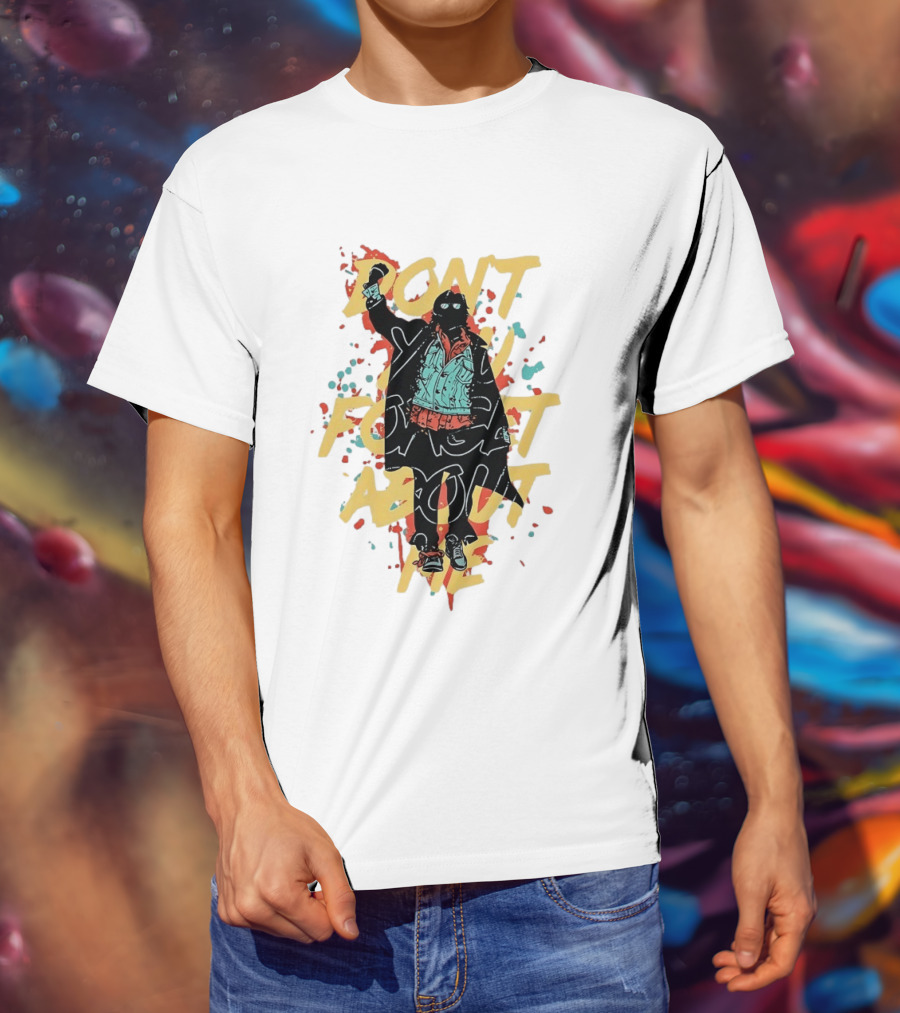 Don't Forget About Me Masked Figure Neon Paint Splatter T-Shirt