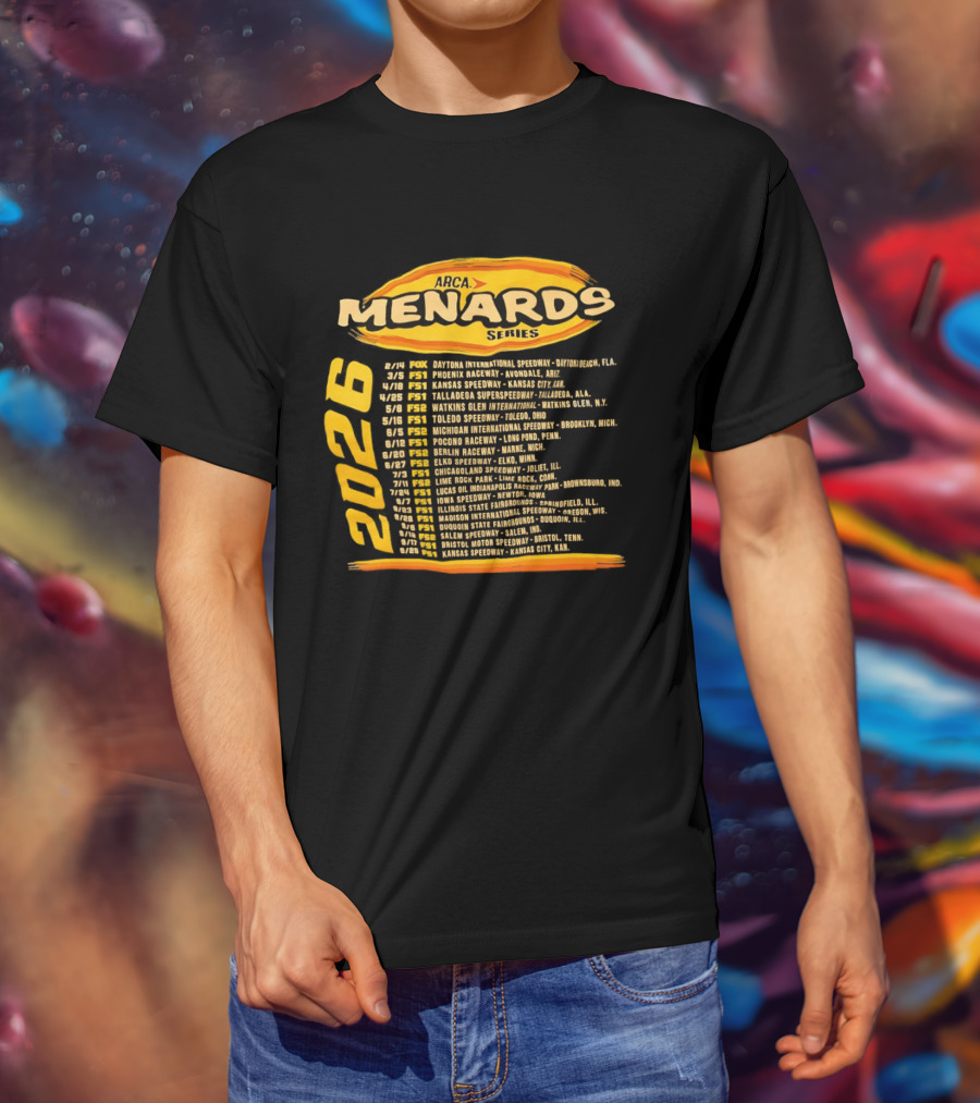 ARCA Menards Series 2026 Racing Schedule Calendar Featuring Key Race Dates And Locations T-Shirt