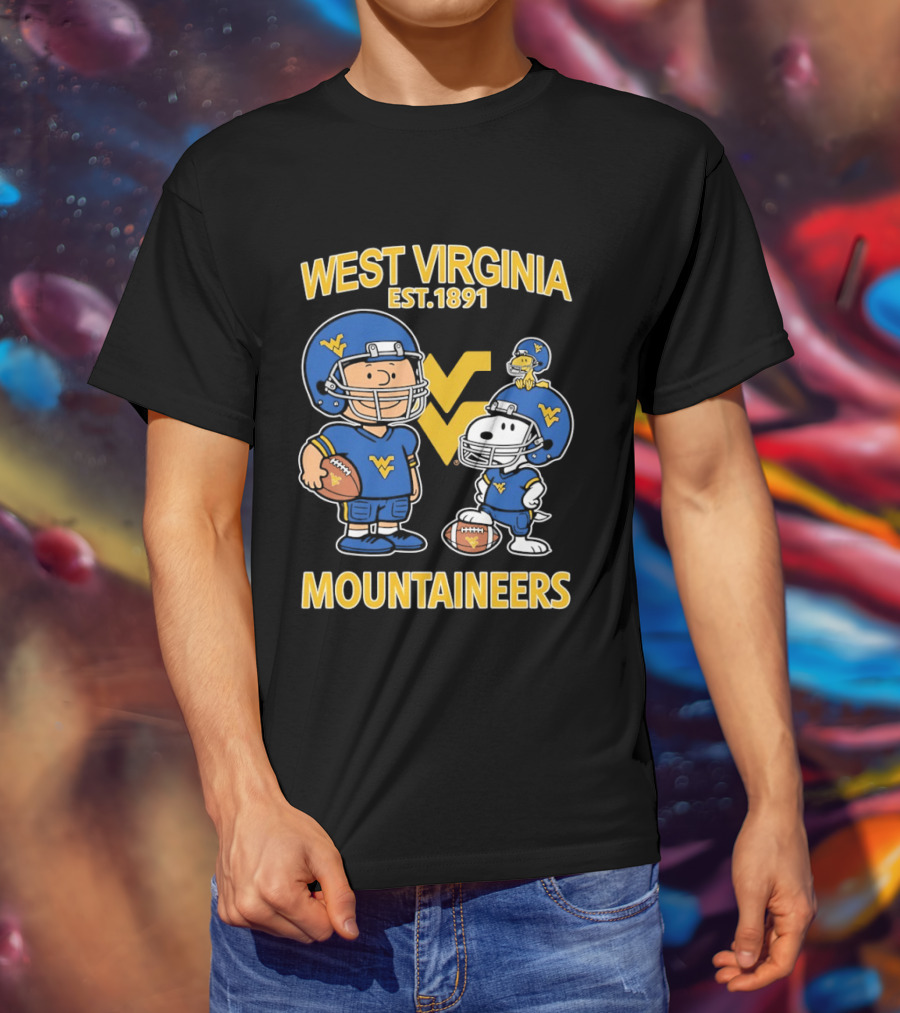 West Virginia Mountaineers Est 1891 Peanuts Charlie Brown Snoopy NCAA T-Shirt