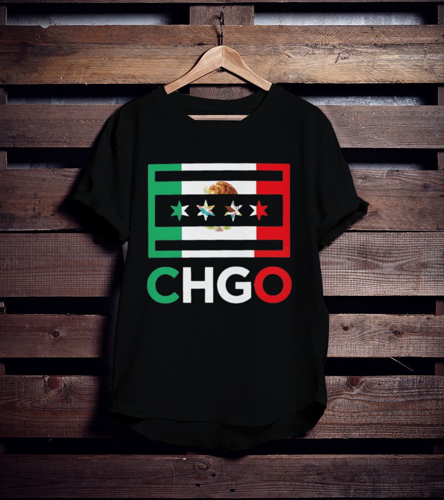 CHGO Mexico Flag Colors With Eagle And Stars T-Shirt