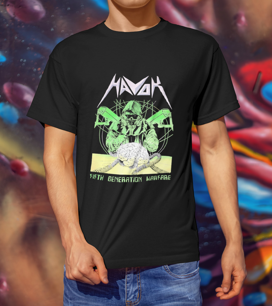 Havok Fifth Generation Warfare Mask Guns Skull T-Shirt