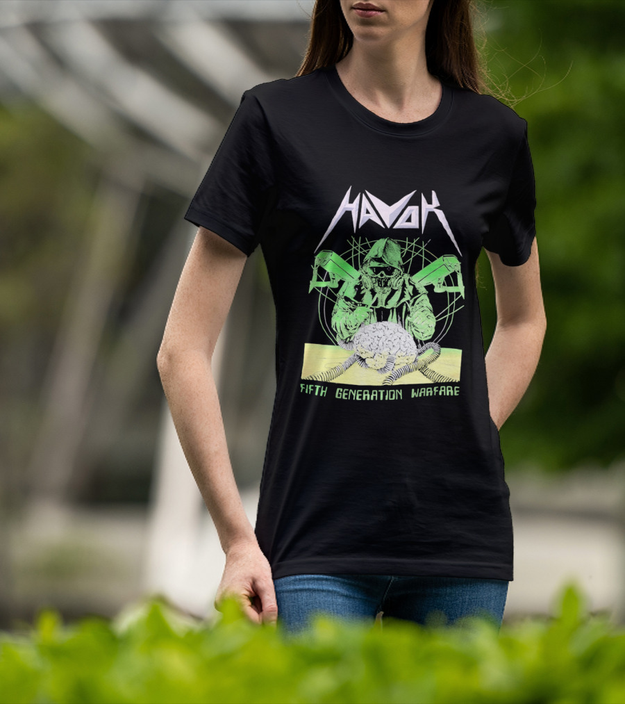 Havok Fifth Generation Warfare Mask Guns Skull T-Shirt