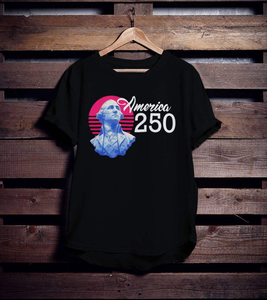 George Washington America 250 Synthwave Retro Bust T-Shirt