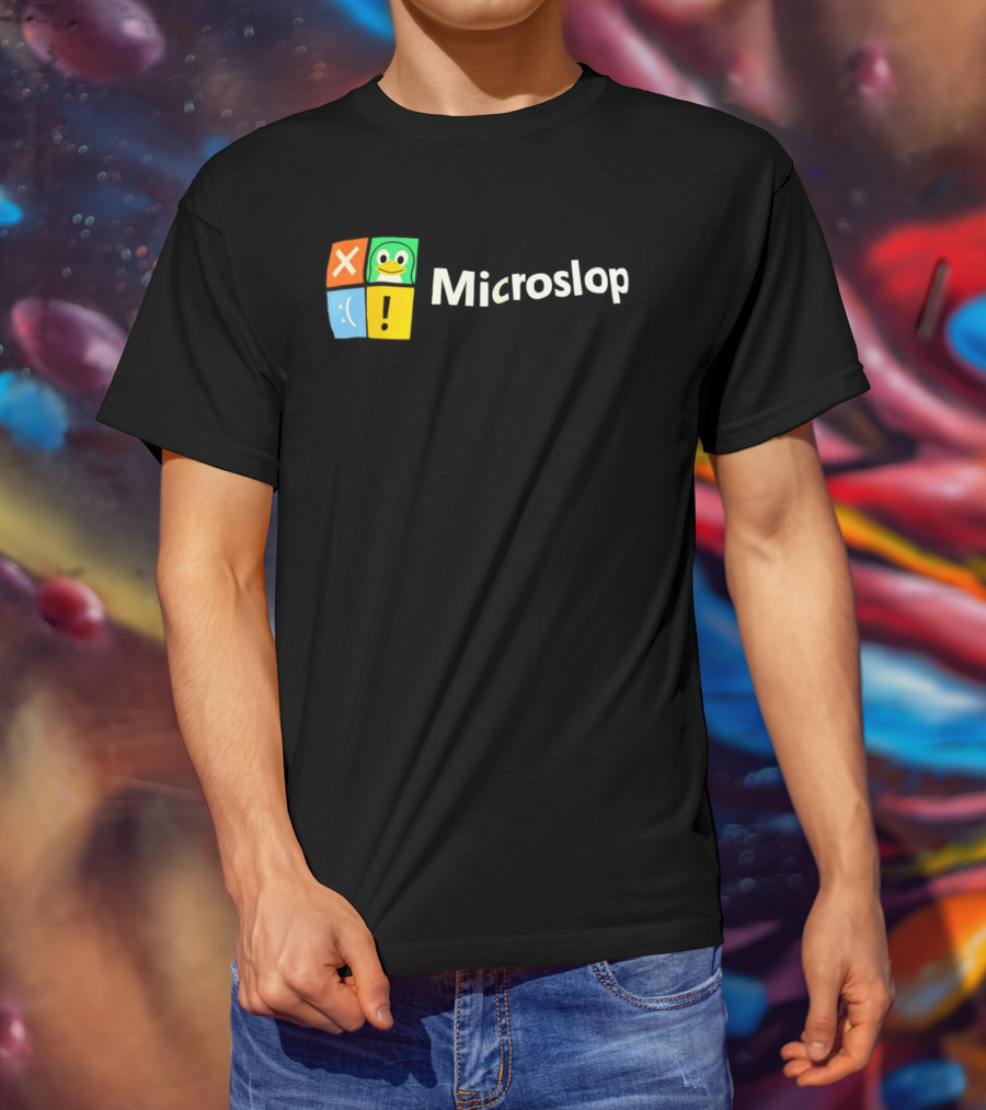 Microslop Parody Tux Penguin Windows Satire T-Shirt