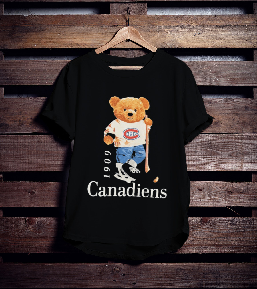 Montreal Canadiens 1909 Hockey Bear With Stick And Skates T-Shirt