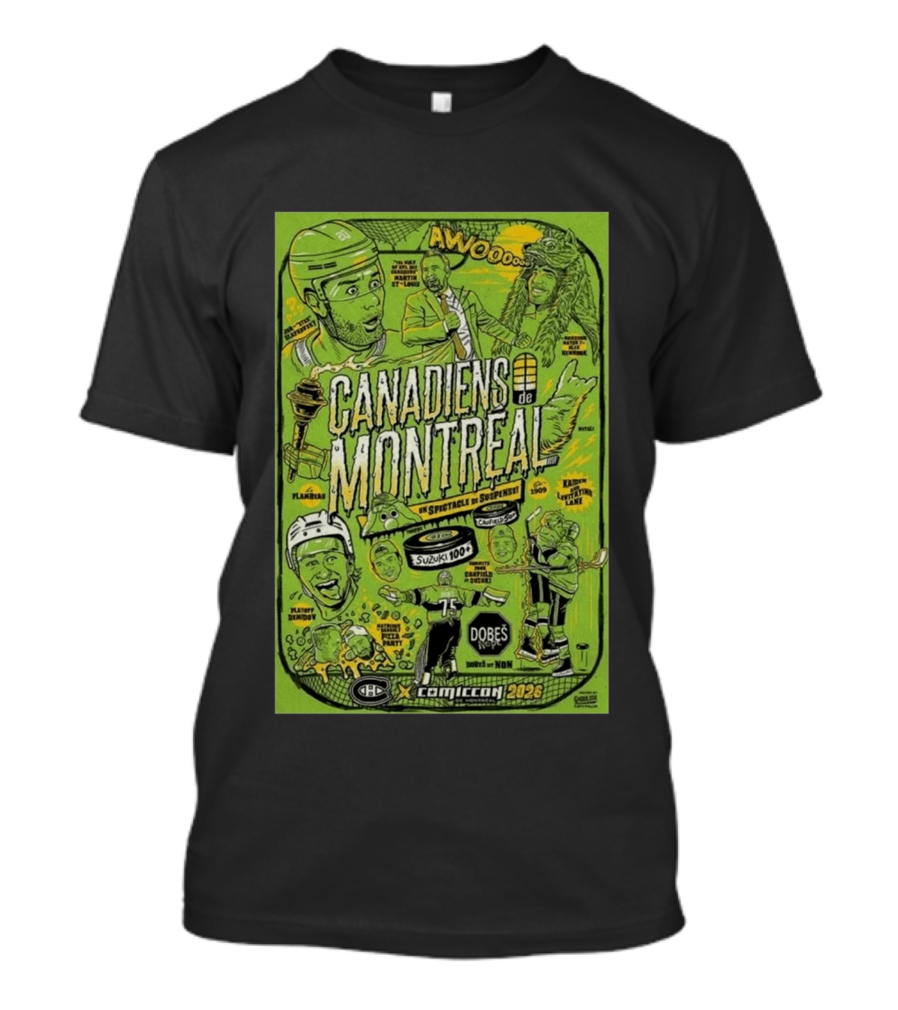 Canadiens De Montreal Comiccon 2026 Suzuki Martel St Louis Flanagan Dubeau Klingtent Laviolette Dobes 75 T-Shirt